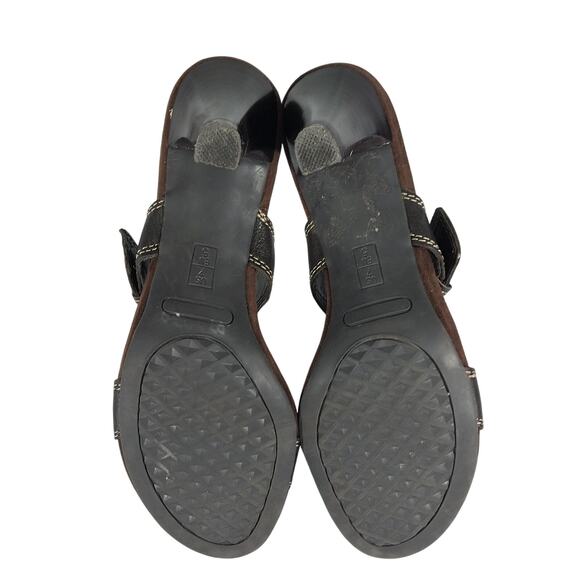 AEROSOLES! ESPRESSO BROWN GENUINE LEATHER CONTRAST STITCHED SANDALS! SZ 7M - Picture 9 of 11